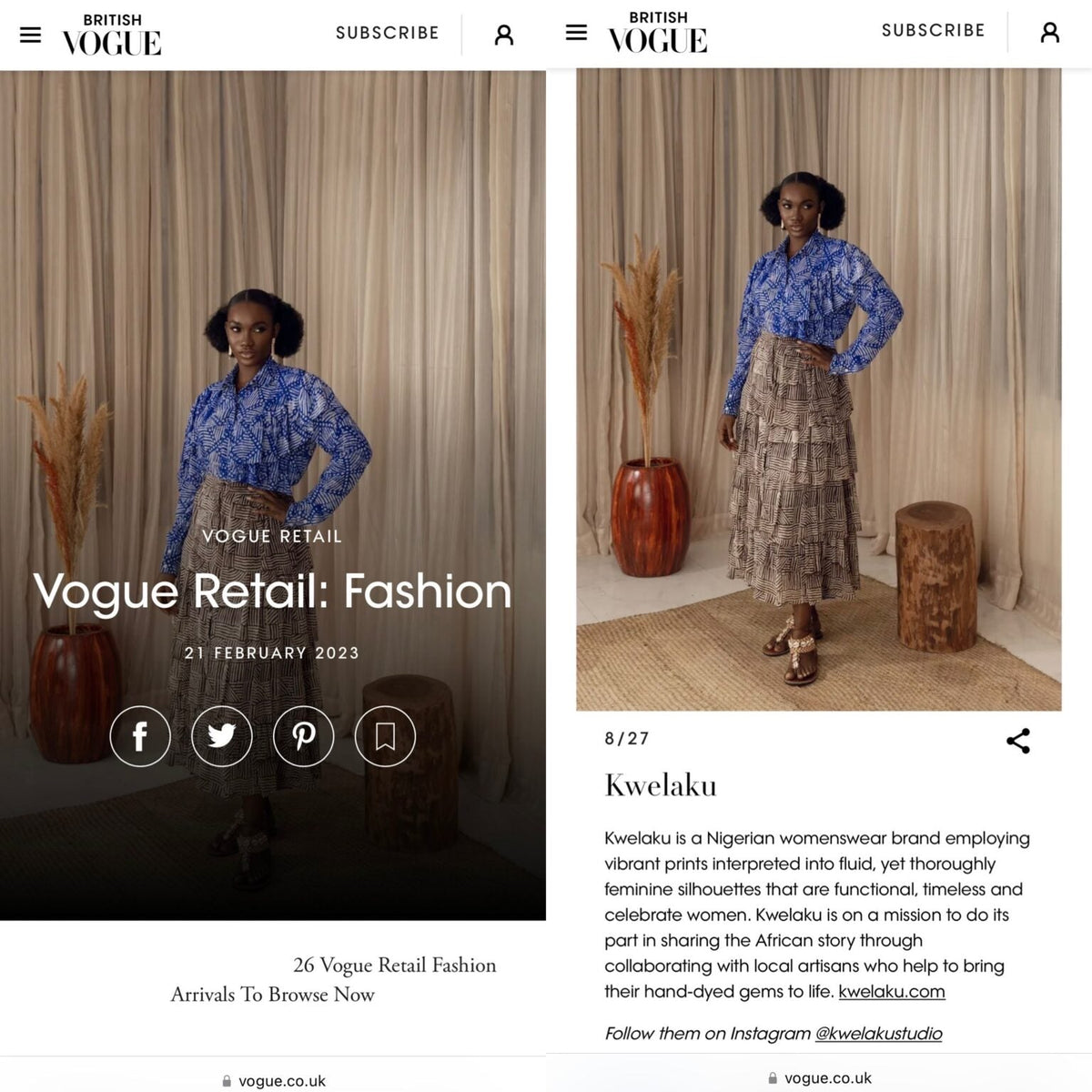 Kwelaku Hand-Dyed Treasures as featured in British Vogue