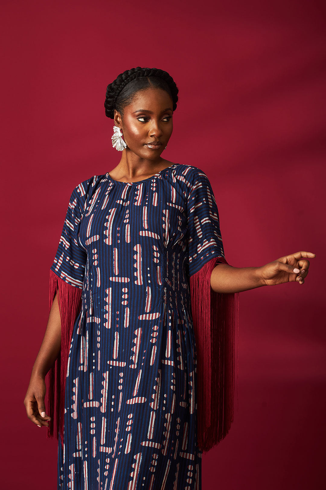 Kwelaku Candy smocked boubou with fringe