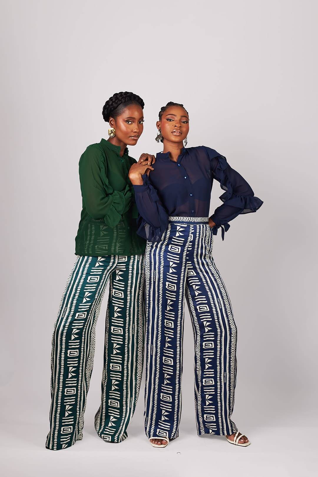 Monogram Geometric Wide Leg Pants — Kwelaku