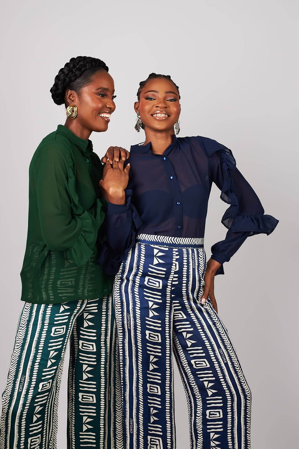 Monogram Geometric Wide Leg Pants — view 2 — Kwelaku