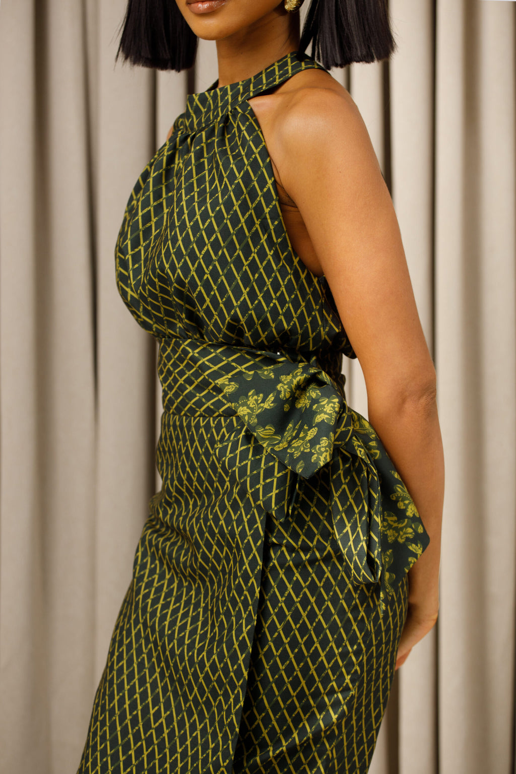 Hybrid Abstract midi wrap dress