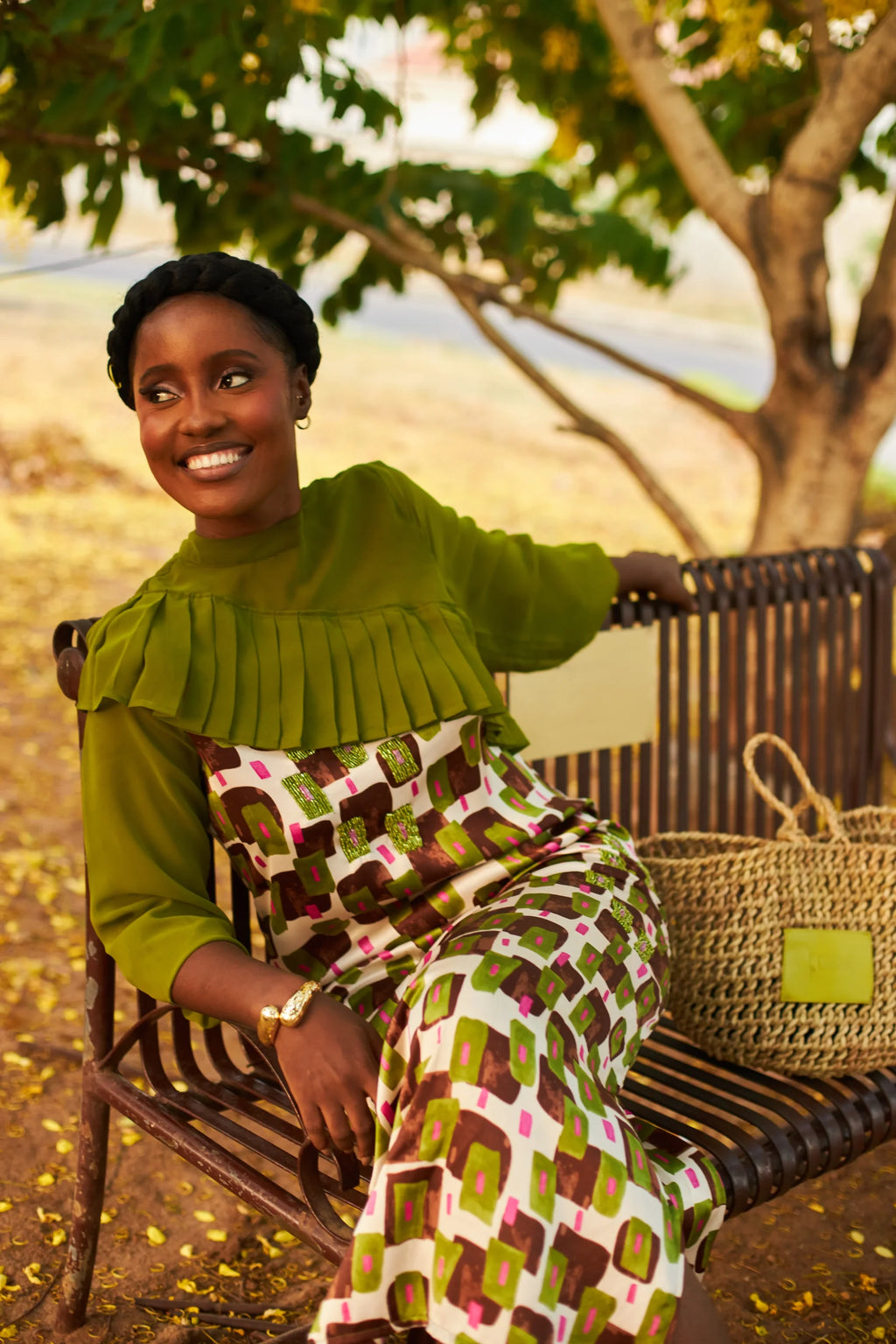 Kwelaku Raffia Shopper (Lime Tag)