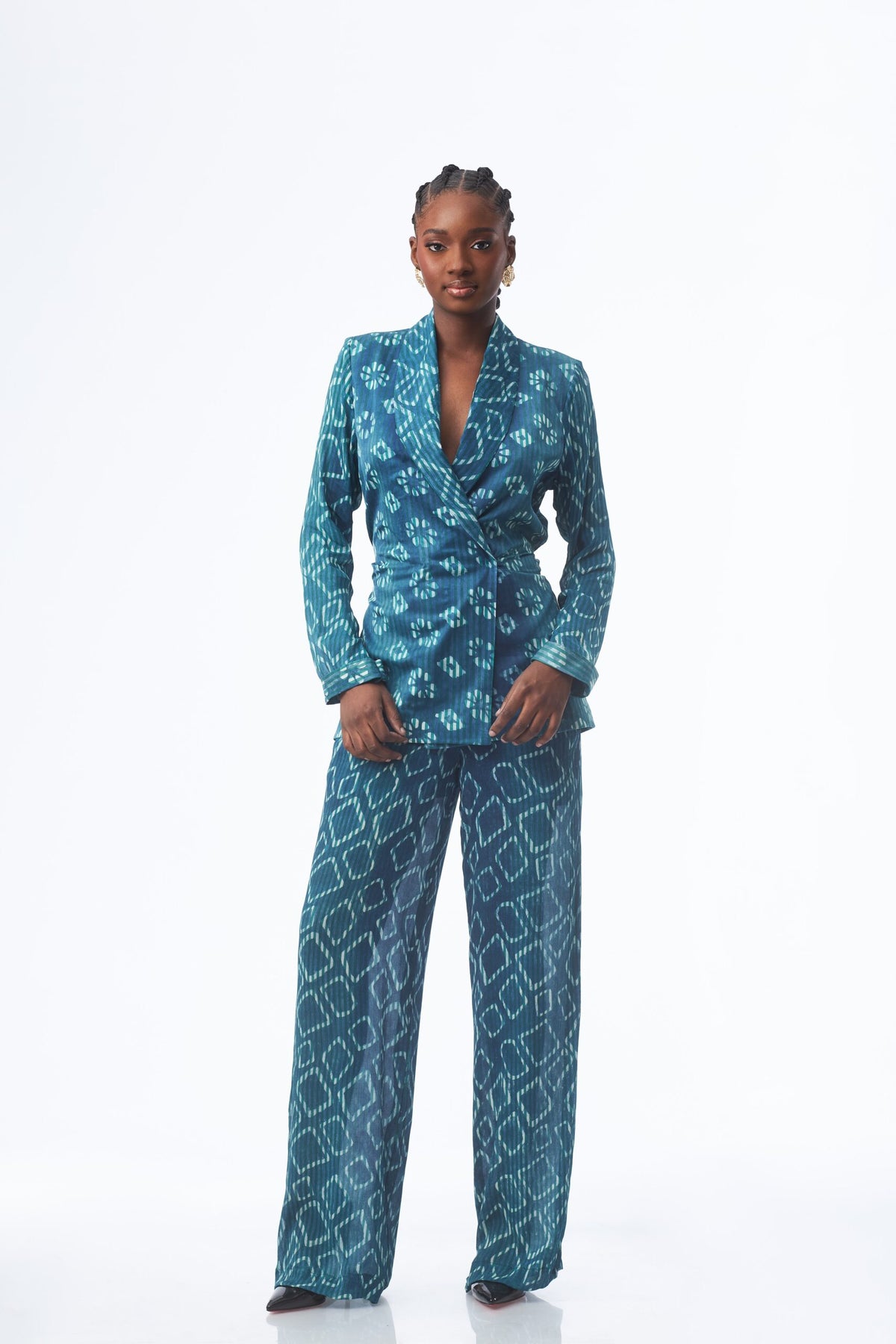 Kwelaku Candy mixed silk suit (Emerald)