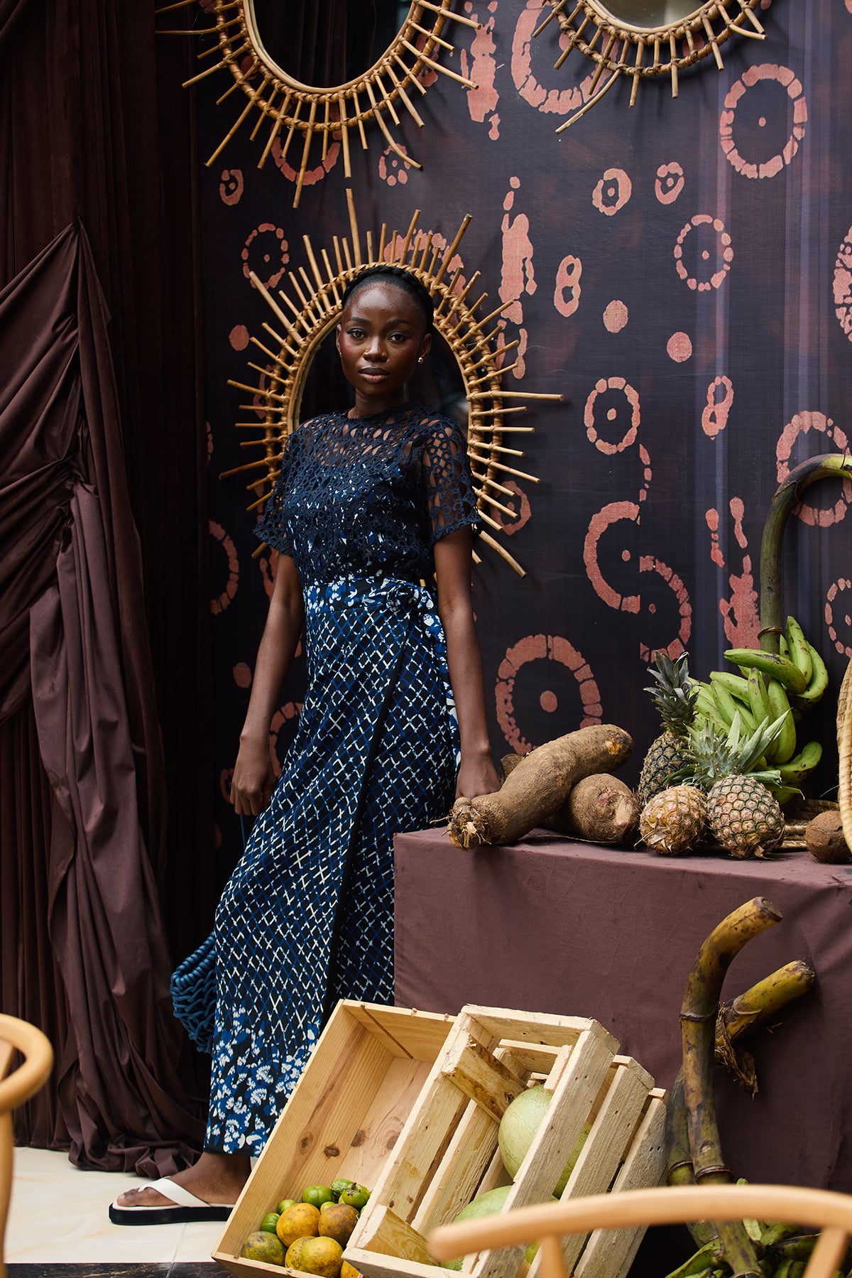 Hybrid Abstract Maxi Wrap Skirt
