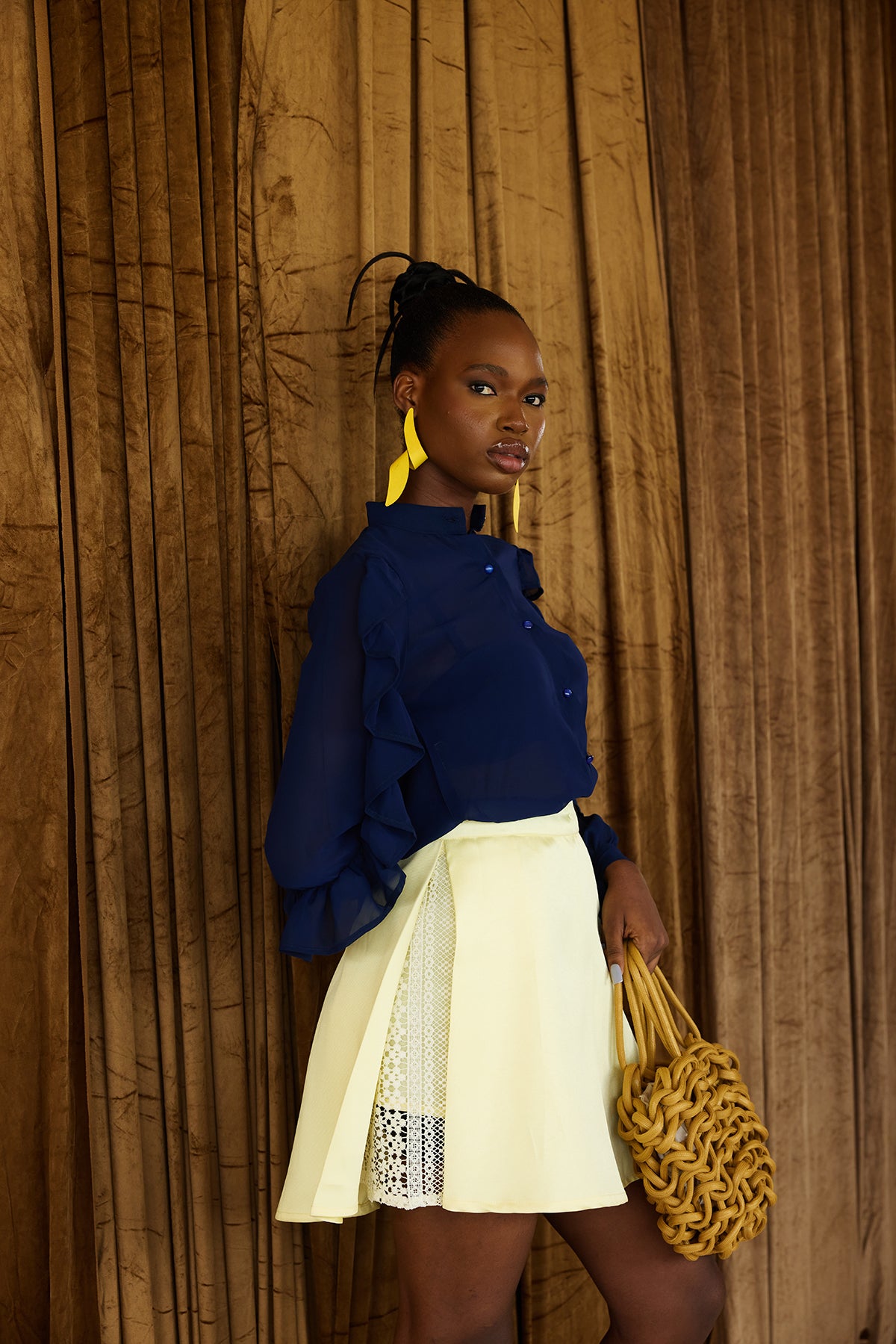 Nkwo Mini Asymmetric Full Skirt in Butter Yellow — Kwelaku