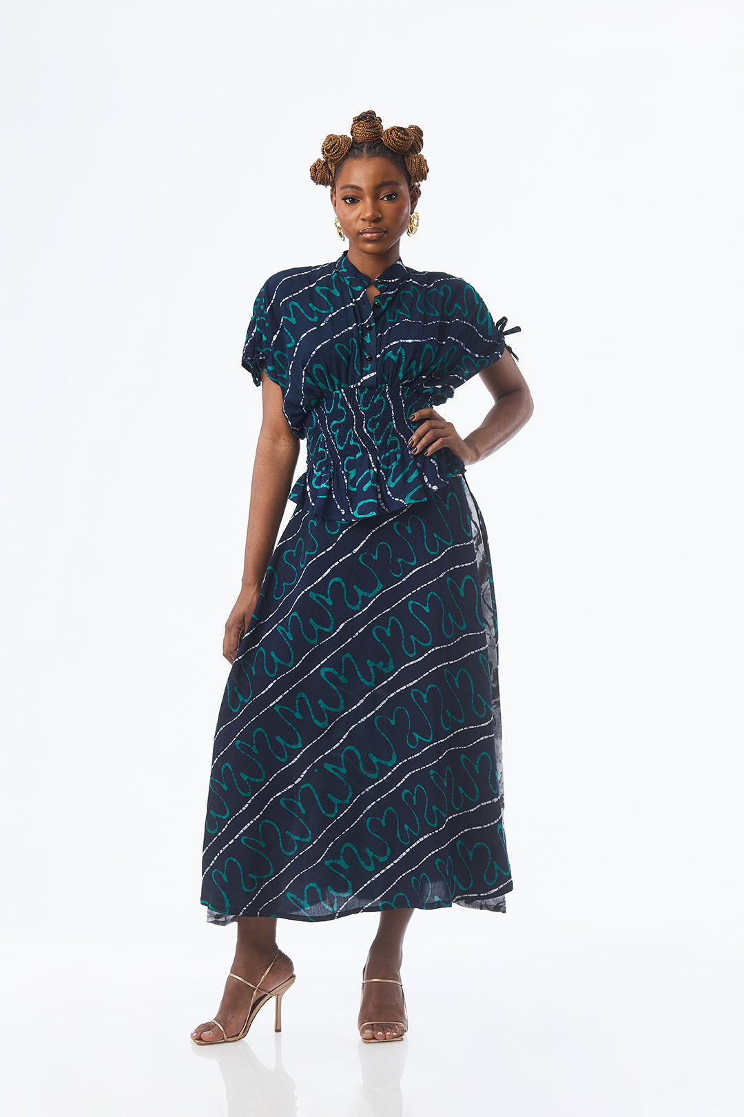 Teal Abstract Asymmetric skirt