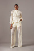 Kwelaku Lace Smocked Peplum Blouse