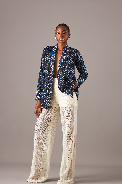 Hybrid  Abstract  Blazer With  Lace