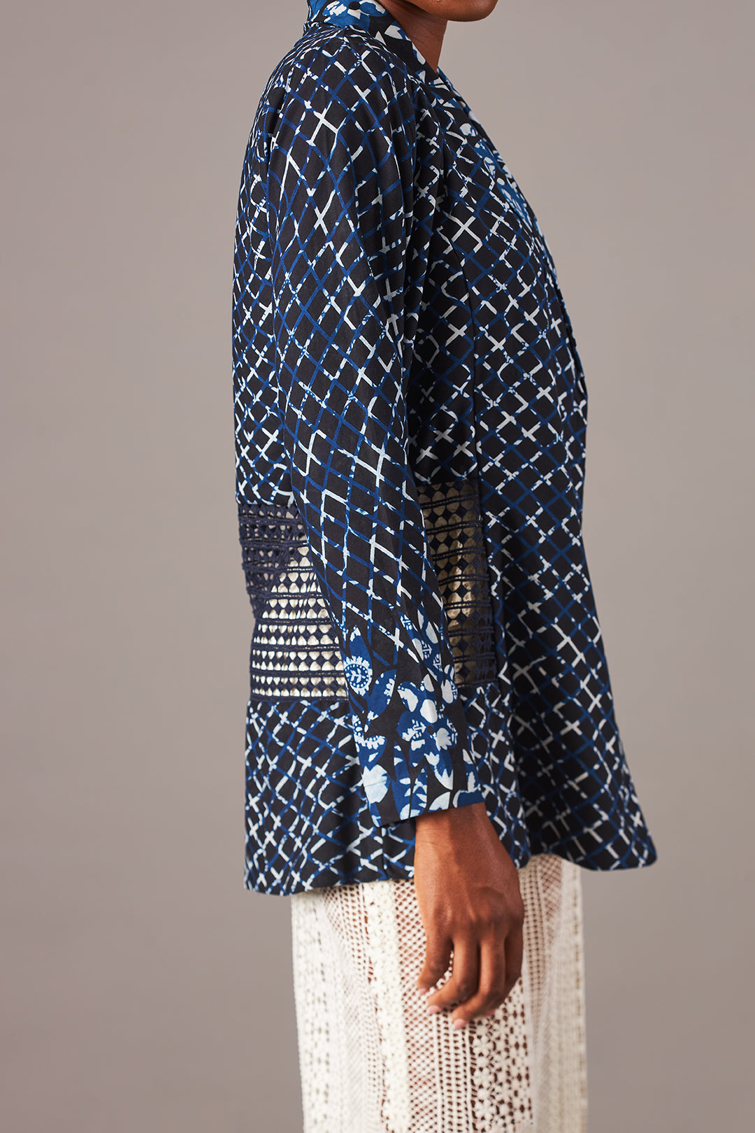 Hybrid  Abstract  Blazer With  Lace