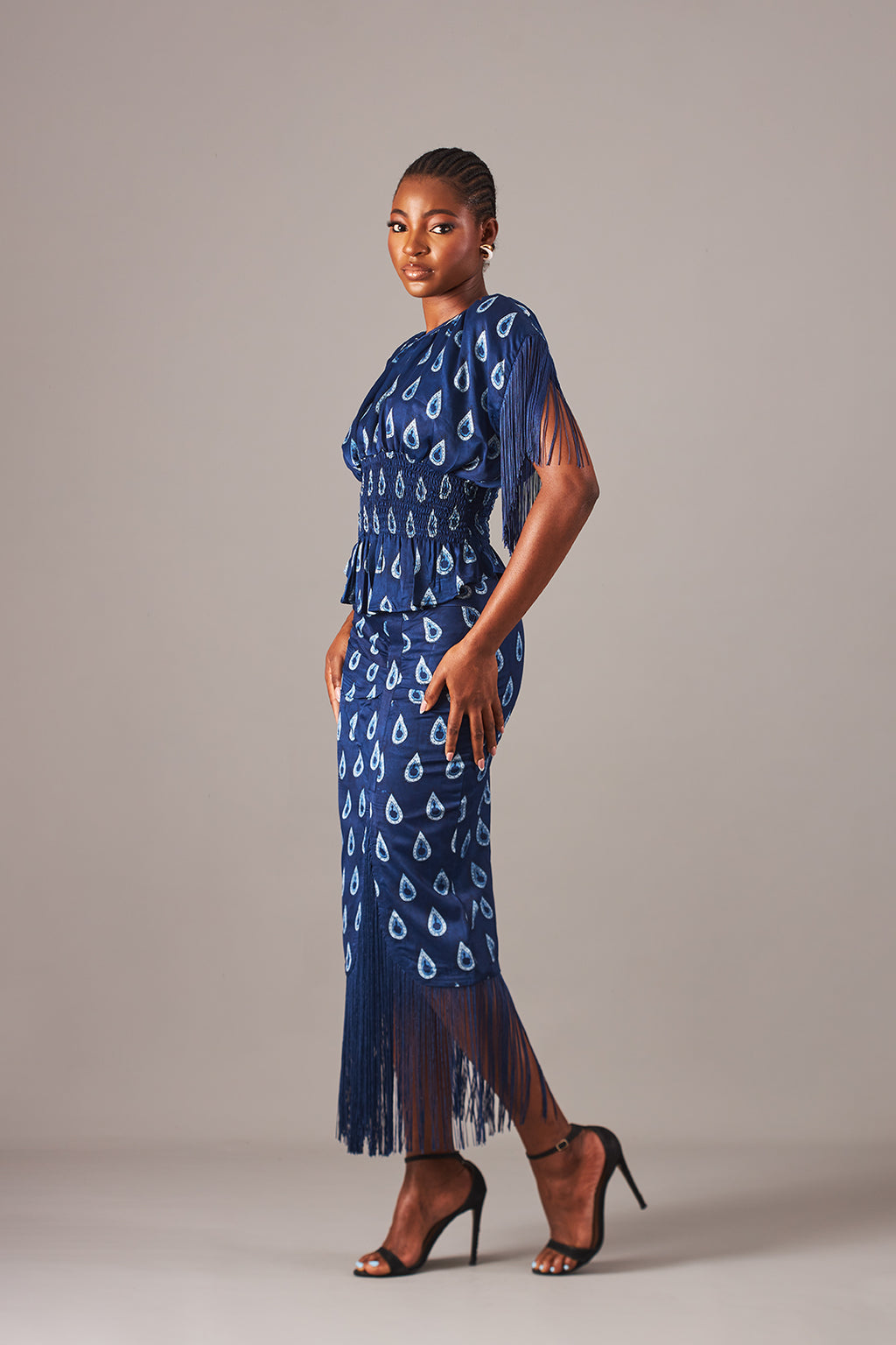 Raindrop Fringe Smocked Blouse
