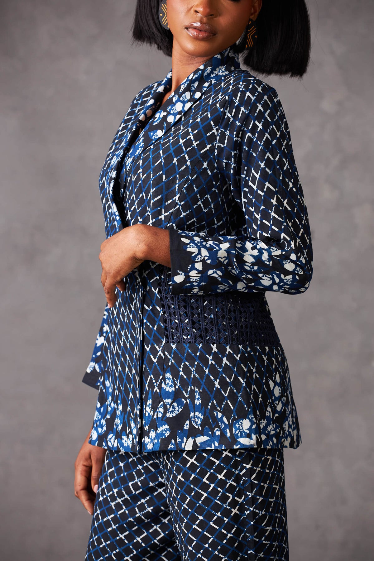 Hybrid  Abstract  Blazer With  Lace