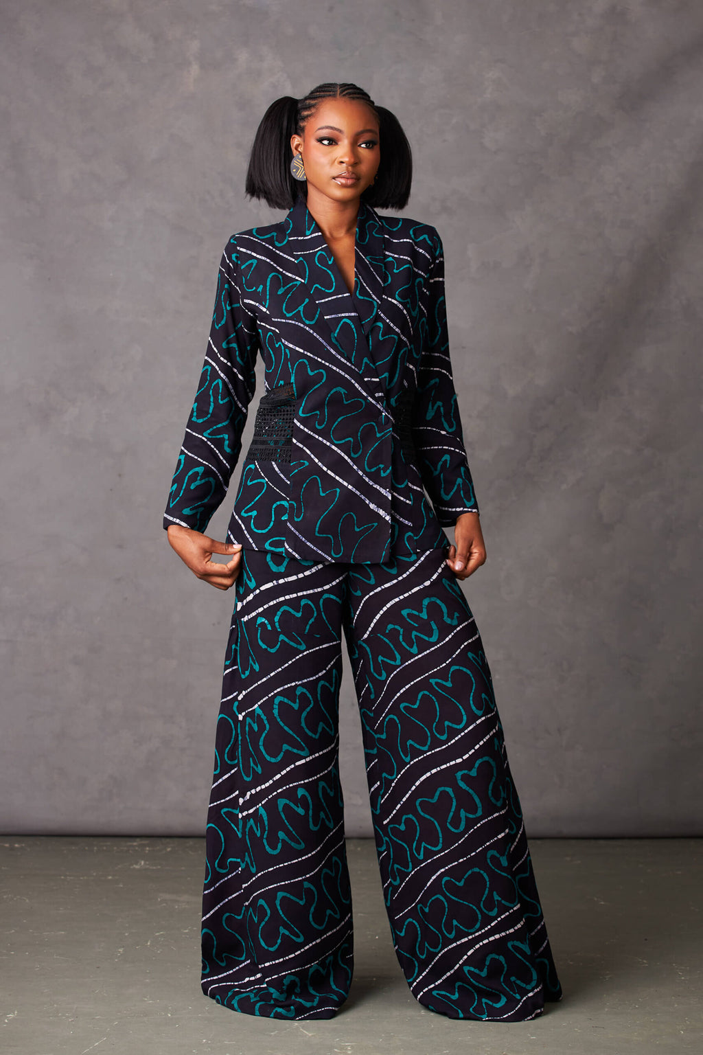 Ugo Teal Abstract Wide Leg Pants