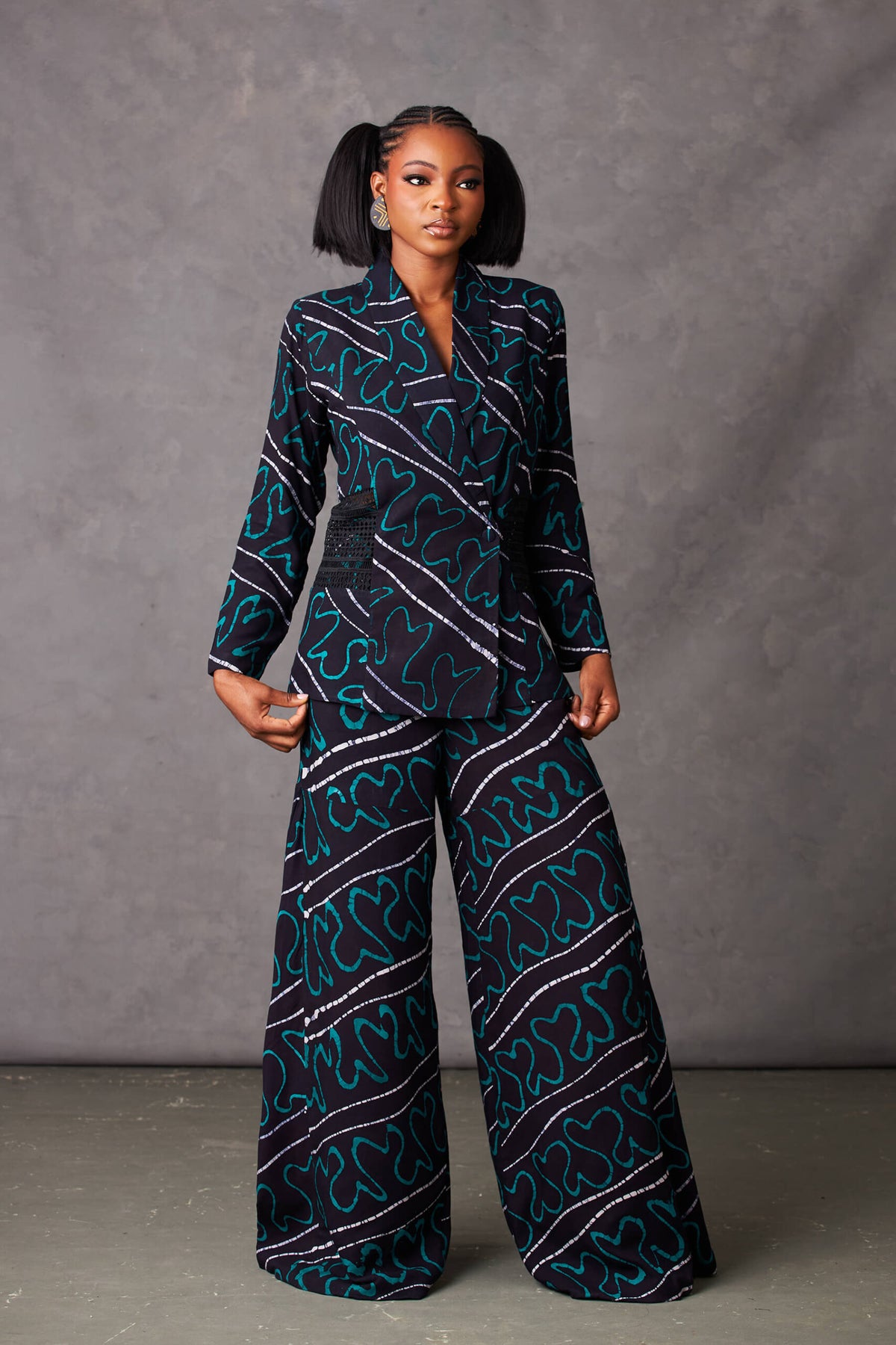 Ugo Teal Abstract Wide Leg Pants