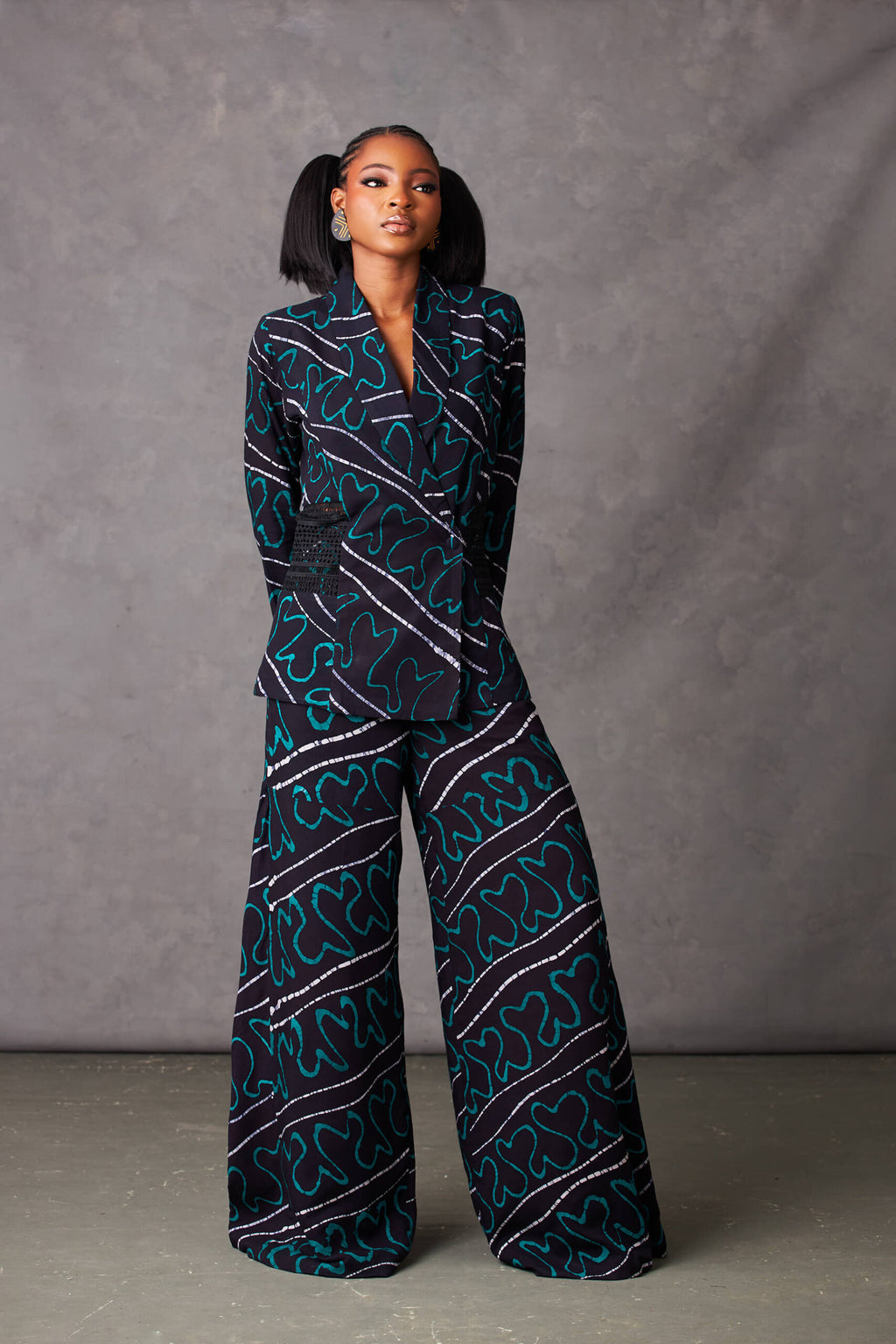 Ugo Teal Abstract Wide Leg Pants