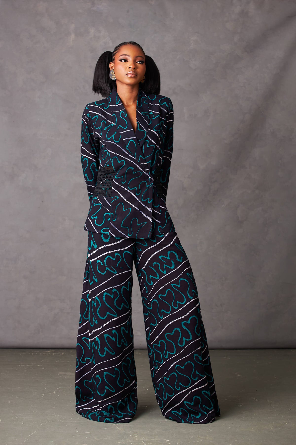 Ugo Teal Abstract Wide Leg Pants