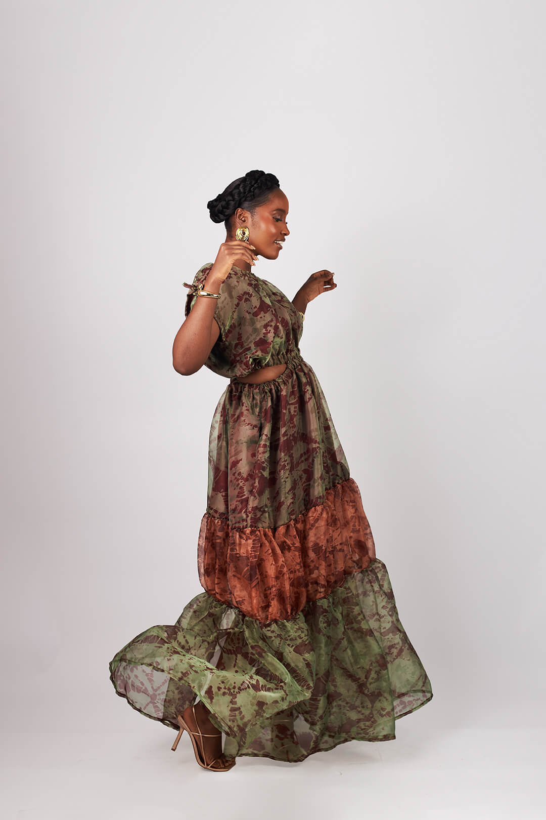 Ifuru cut-out organza maxi dress