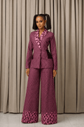 Hybrid  Abstract  Wide-leg Pants in Plum
