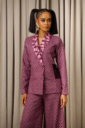 Hybrid  Abstract  Blazer With  Lace in Plum