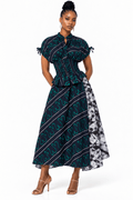 Teal Abstract Asymmetric skirt