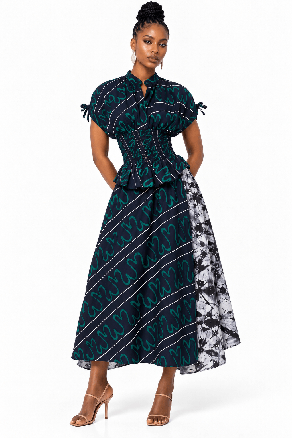 Teal Abstract Asymmetric skirt