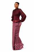 Hybrid Abstract Maxi Wrap Skirt in Plum