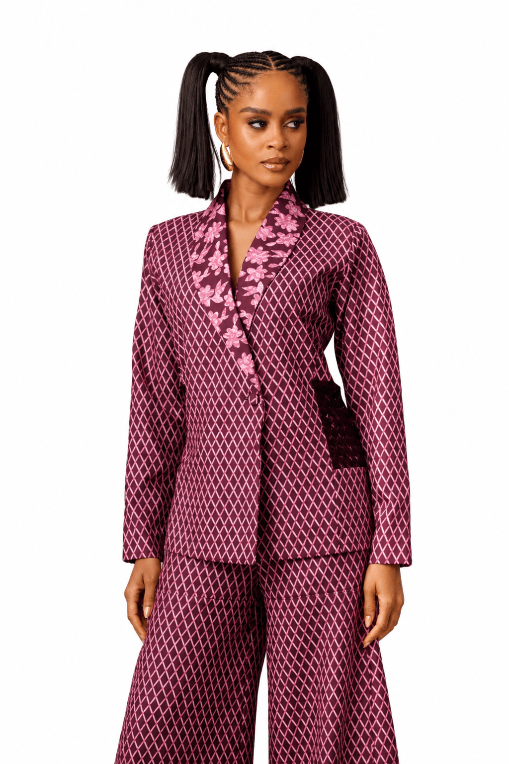 Hybrid  Abstract  Blazer With  Lace