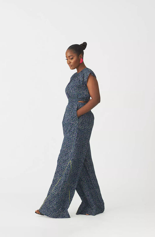 Ifuru cut-out indigo jumpsuit