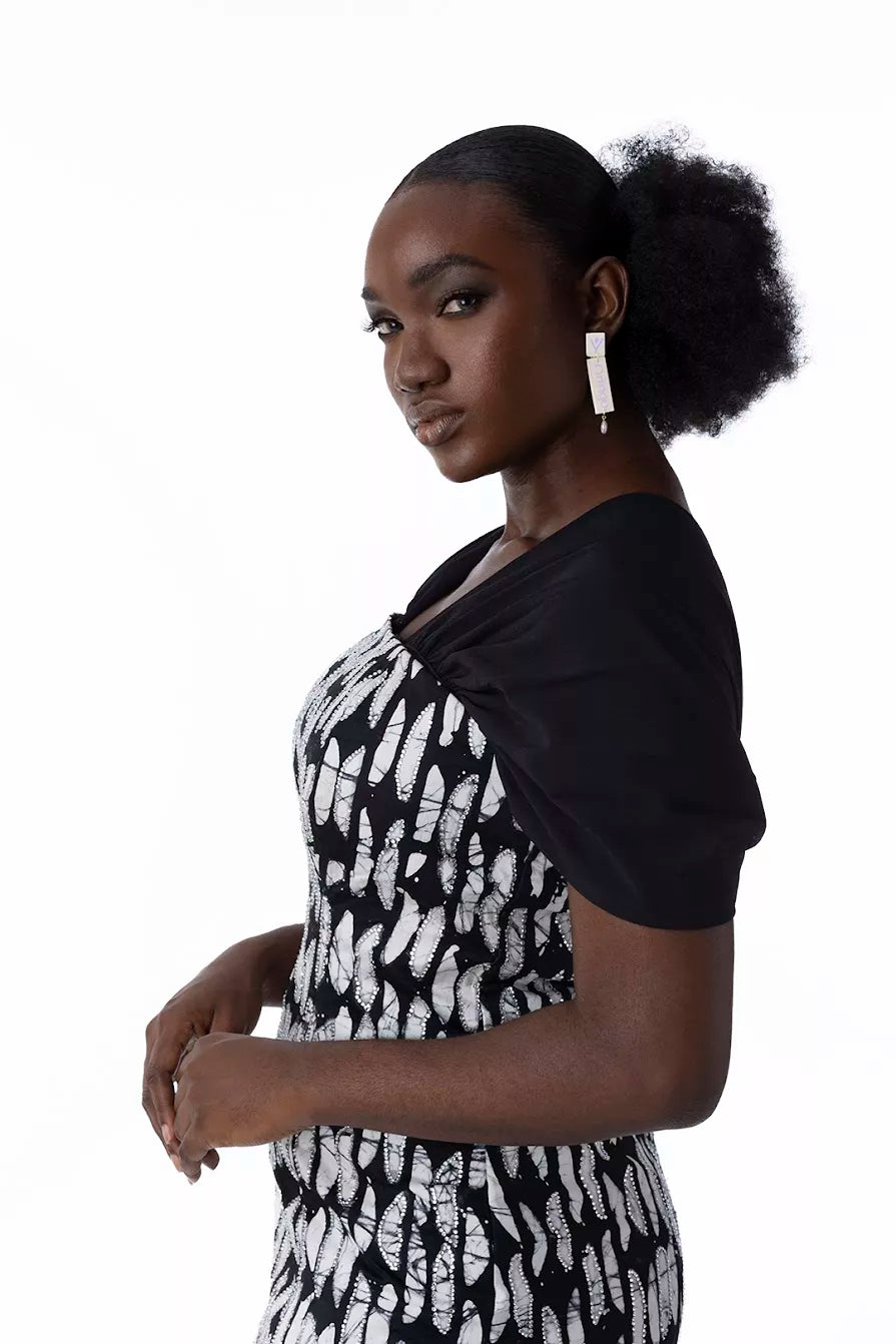 Kwelaku Nkoli pencil dress with detachable sleeves (unembellished) — view 3 — Kwelaku