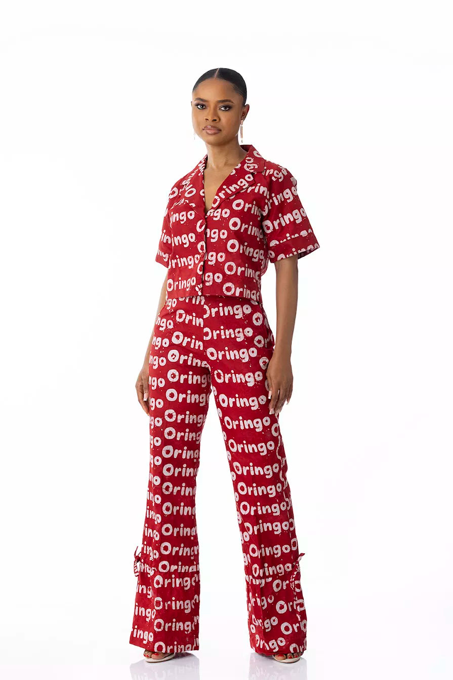 Kwelaku Oringo inscription pants — view 2 — Kwelaku