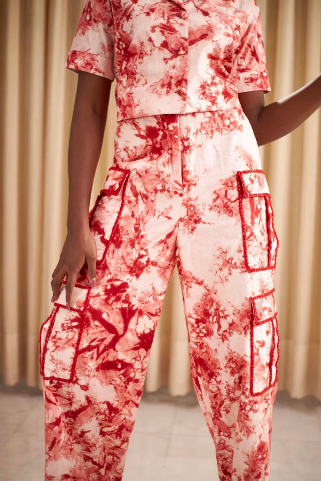 Tie dye embellished cargo set