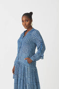 Nkasi tiered indigo shirt dress