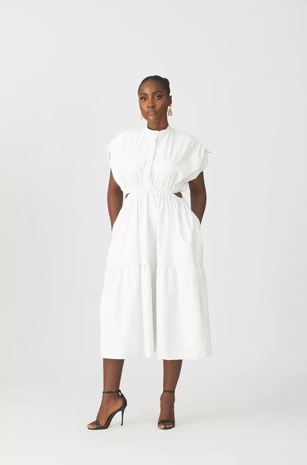 Oriri white midi dress with cut-out