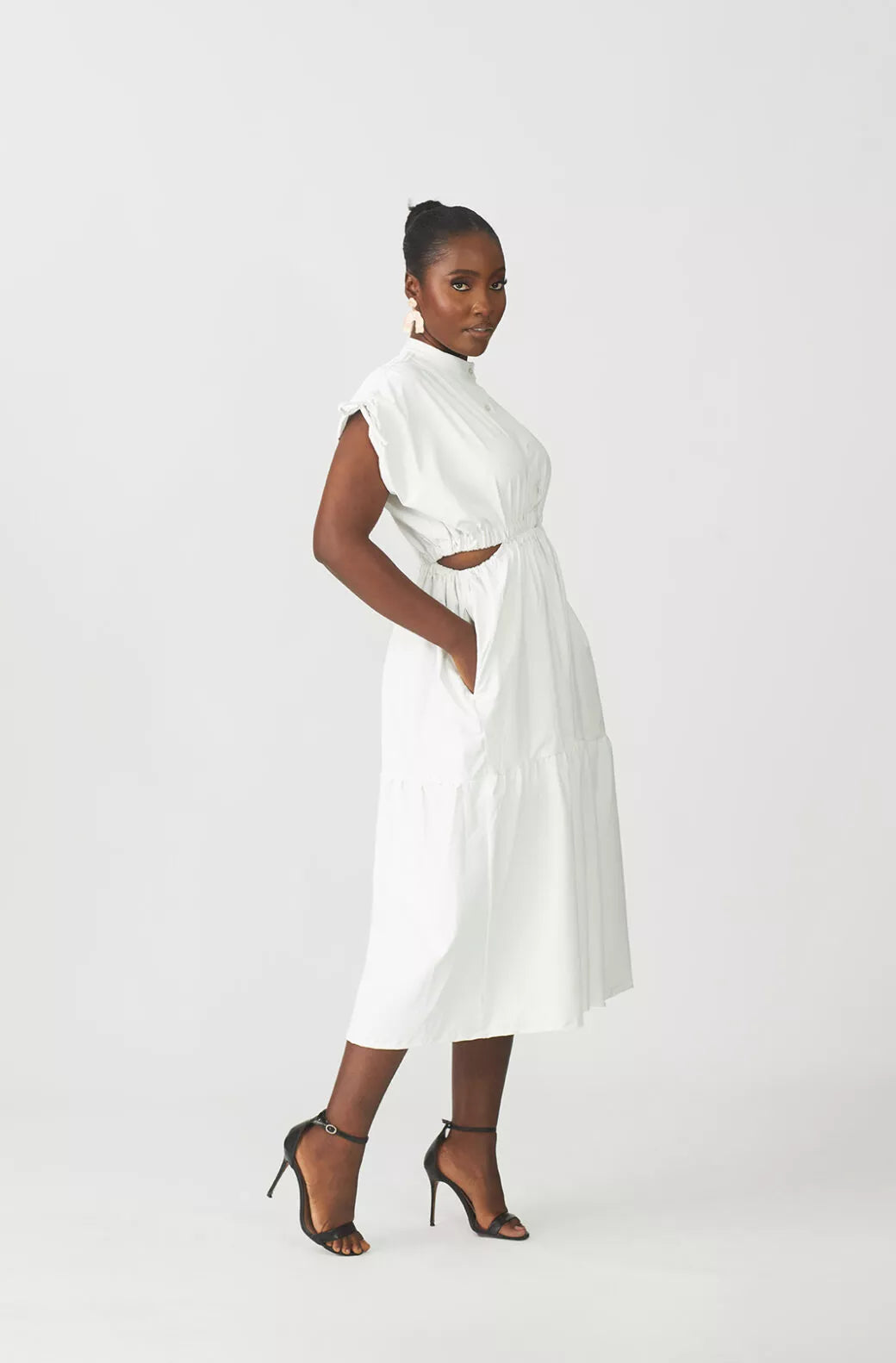 Oriri white midi dress with cut-out