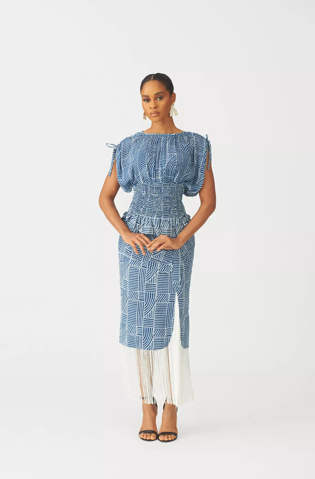 Oriri indigo smocked blouse