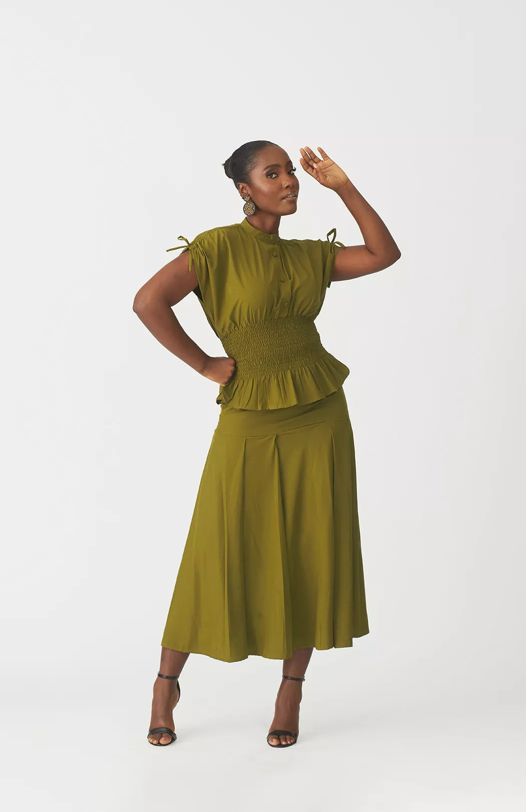 Oriri skirt set in Avocado — Kwelaku
