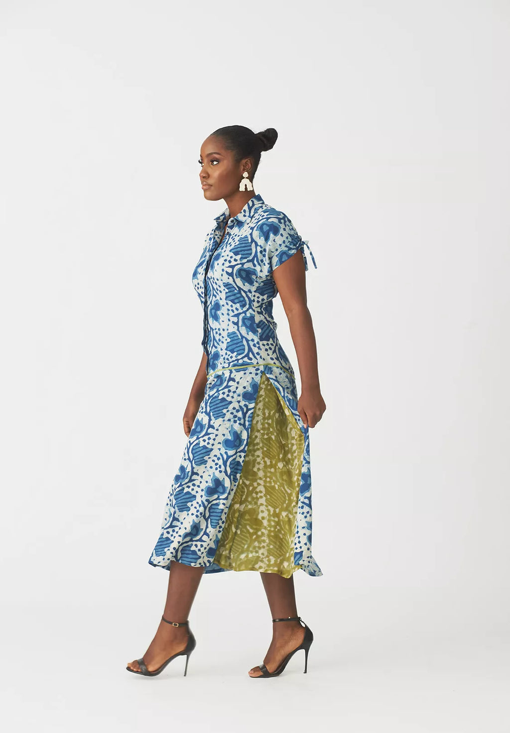 Oriri indigo drop waist shirt dress