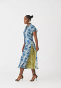 Oriri indigo drop waist shirt dress