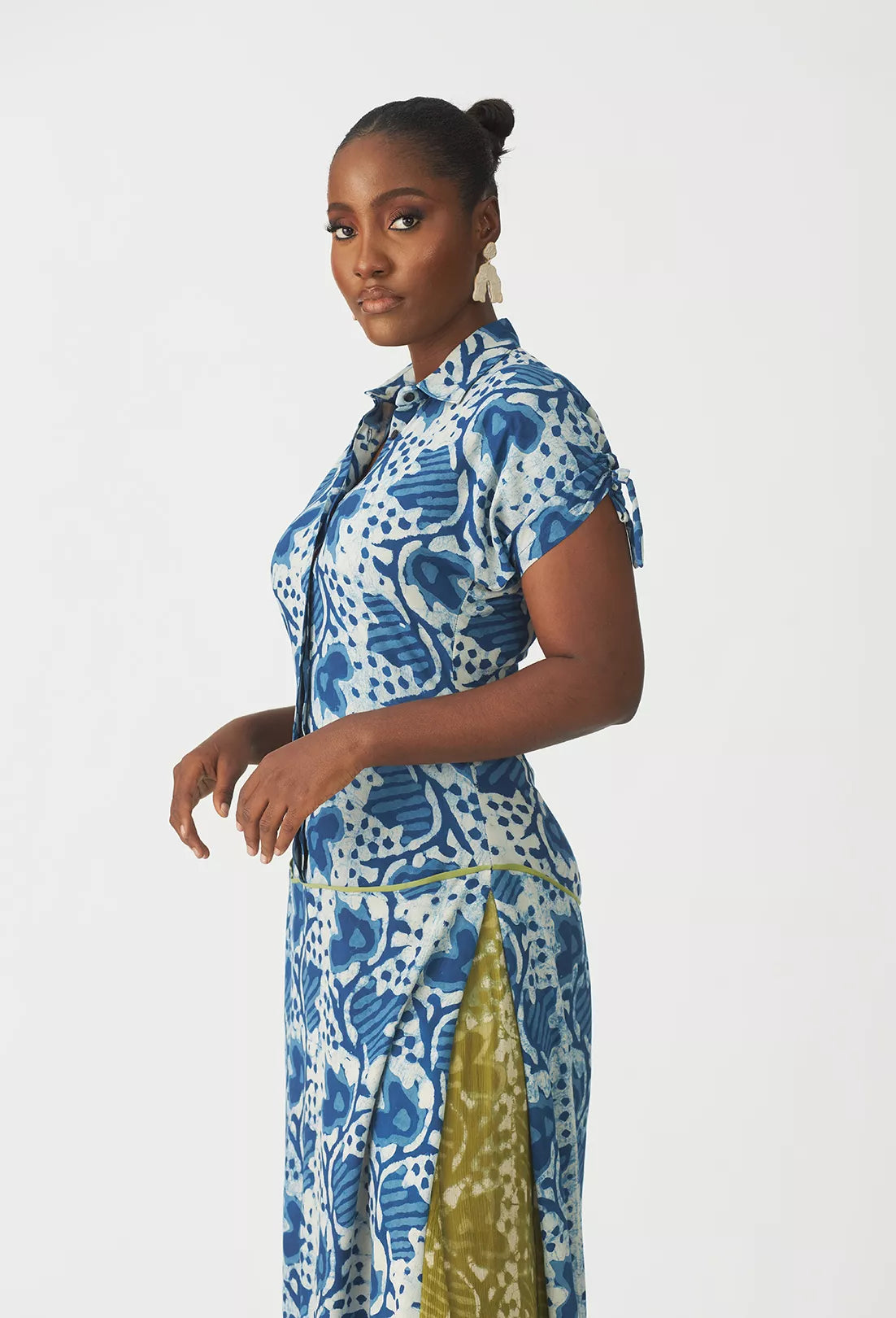 Oriri indigo drop waist shirt dress