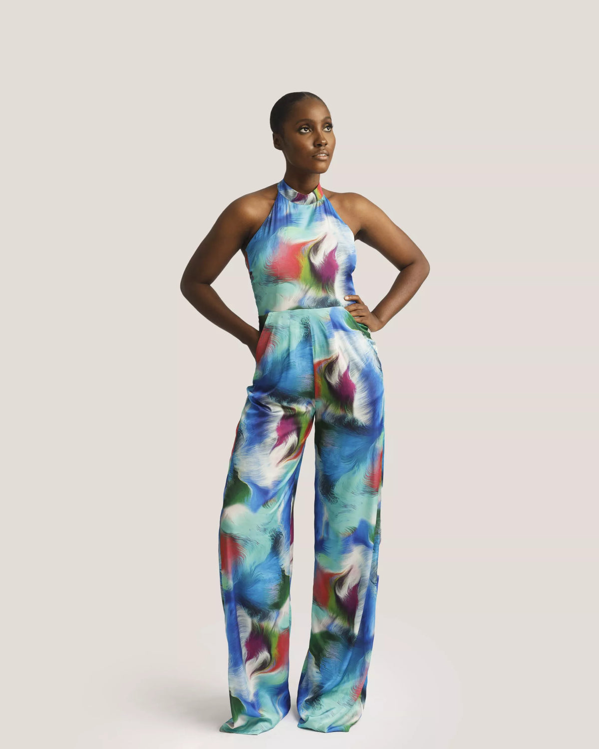 Watercolor halter jumpsuit — Kwelaku