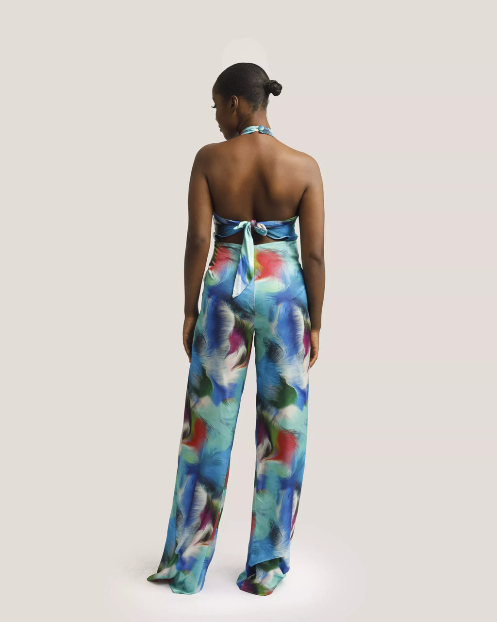 Watercolor halter jumpsuit — view 2 — Kwelaku