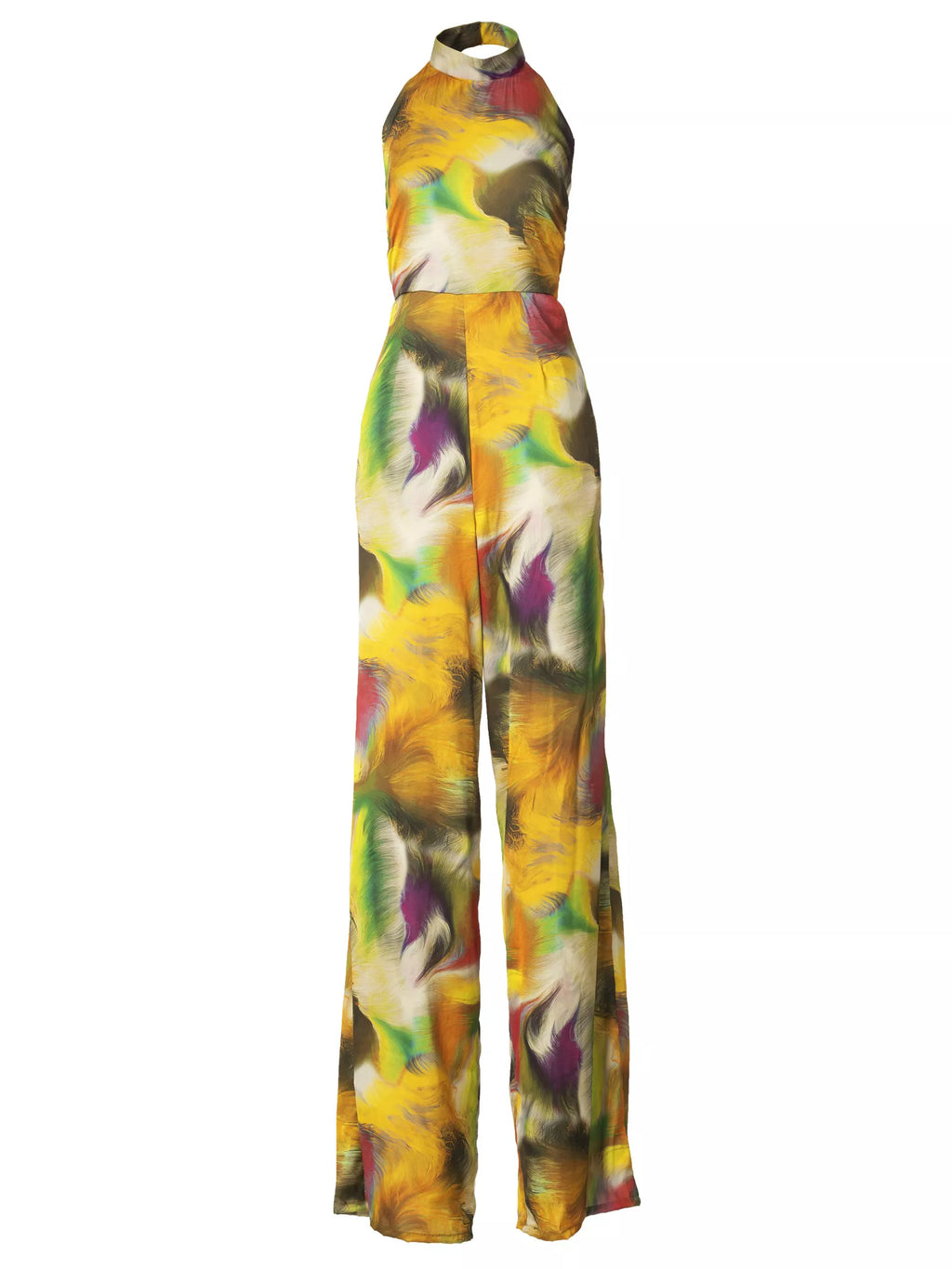 Watercolor halter jumpsuit — view 3 — Kwelaku