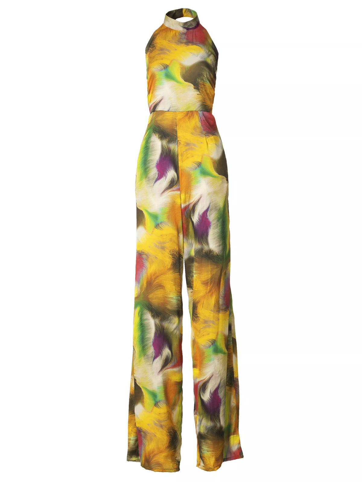 Watercolor halter jumpsuit — view 3 — Kwelaku
