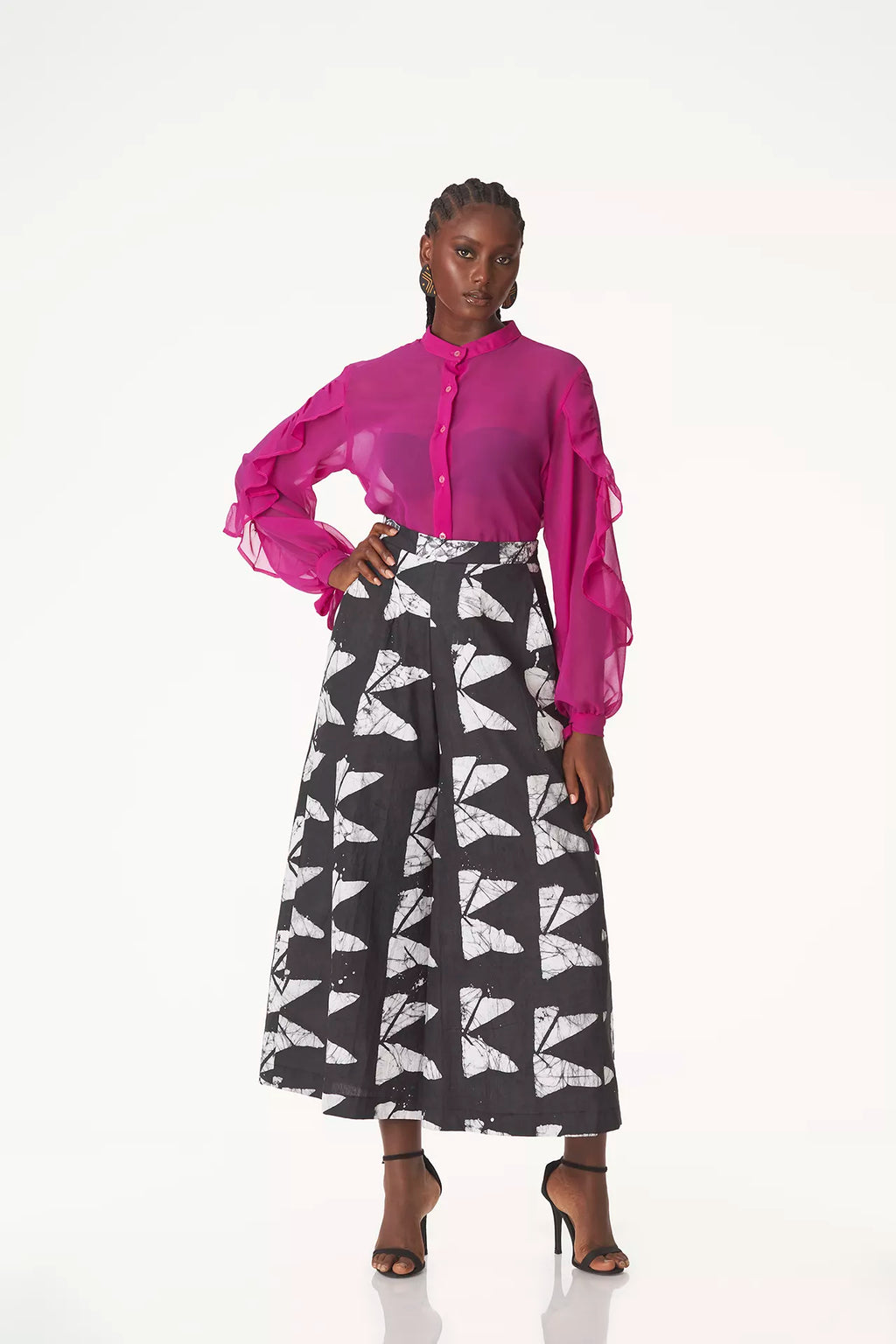 Signature Frilly Button Down Blouse — view 3 — Kwelaku