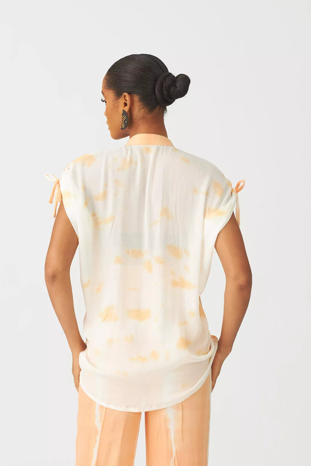 Tie-dye lace appliqué pants set