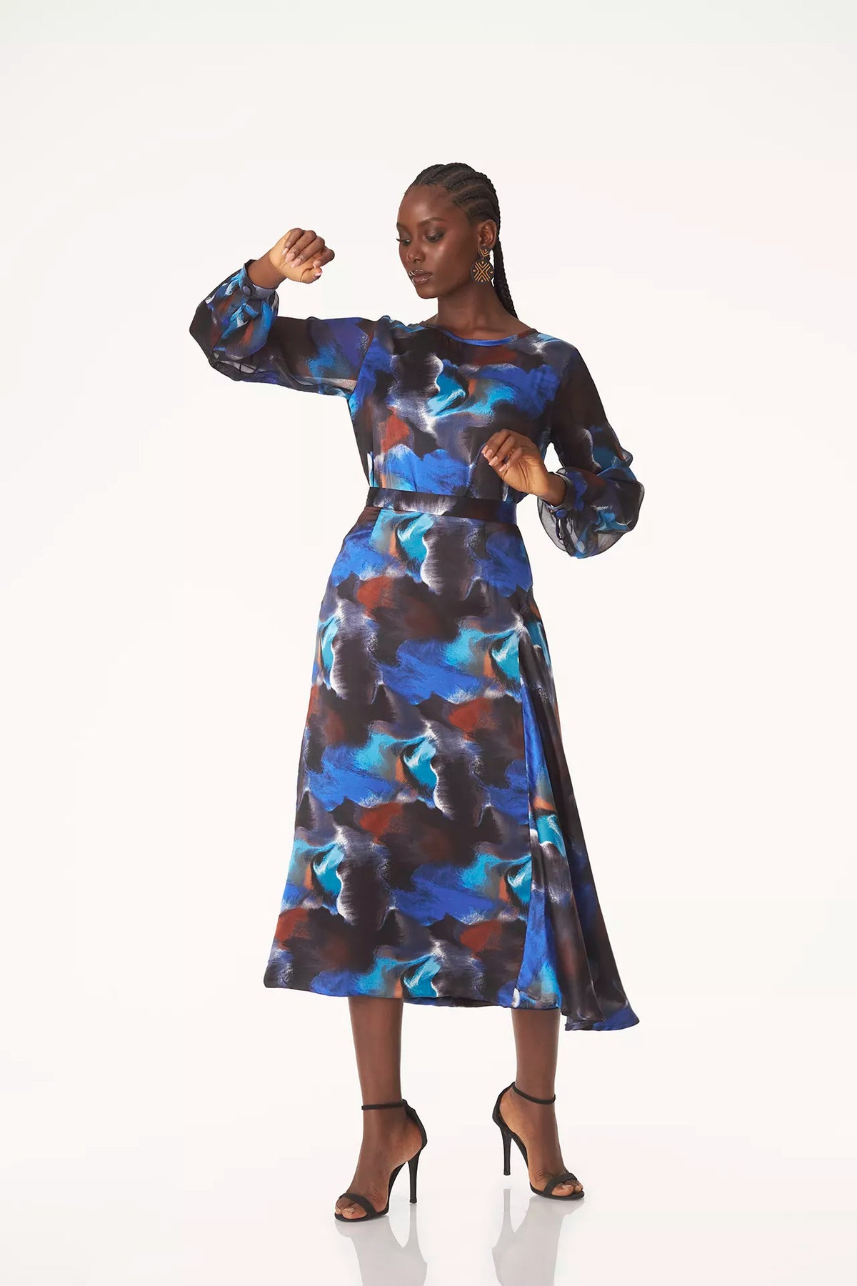 Watercolor signature flounce skirt set