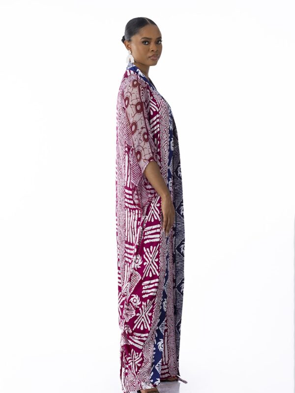 Kwelaku Geometric contrast kimono & pants set - Image 2