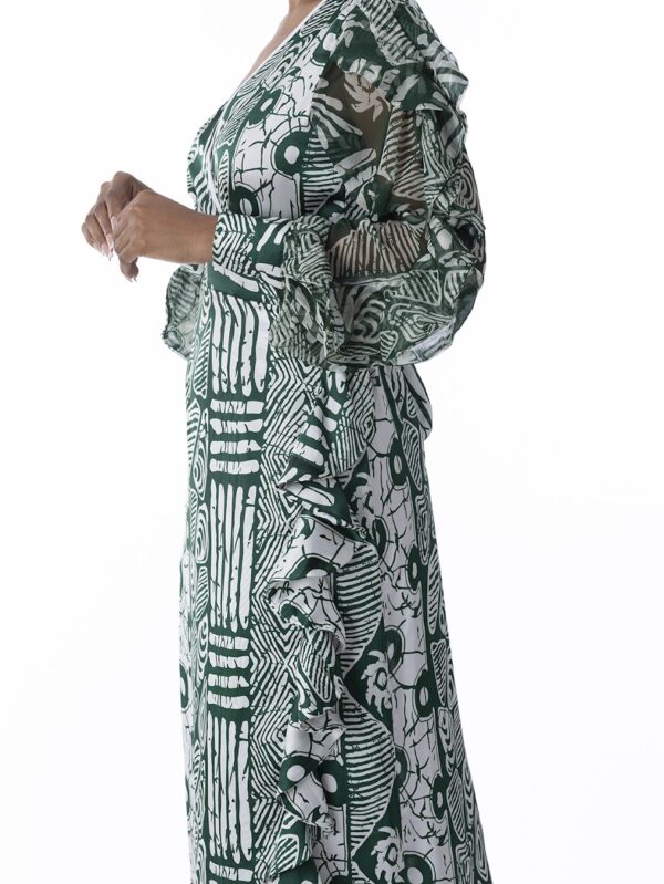Kwelaku Geometric frilly wrap dress - Image 3