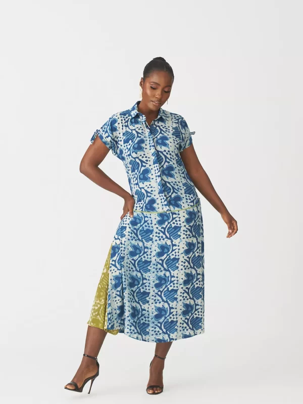Oriri indigo drop waist shirt dress - Image 3