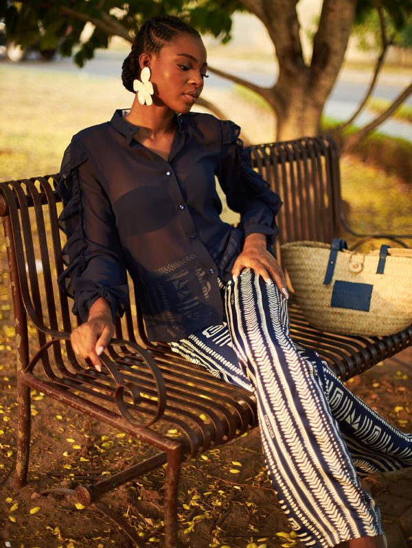 Monogram Geometric Wide Leg Pants - Image 3