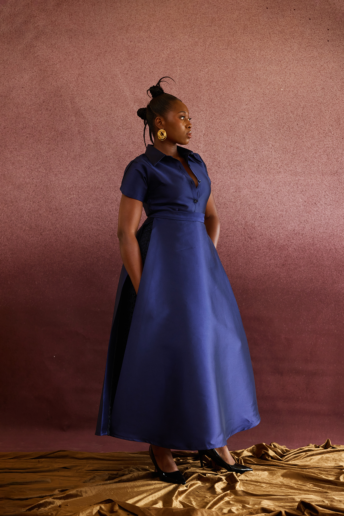 Nkwo Midi Asymmetric Full Skirt with Lace - Image 3